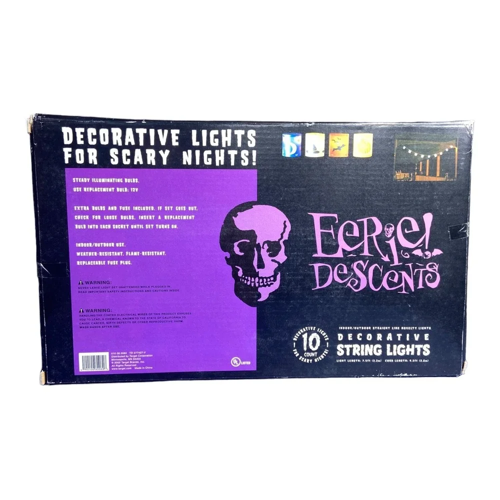 Vintage NOS Eerie Descents Halloween Indoor/Outdoor Lights 10 Count